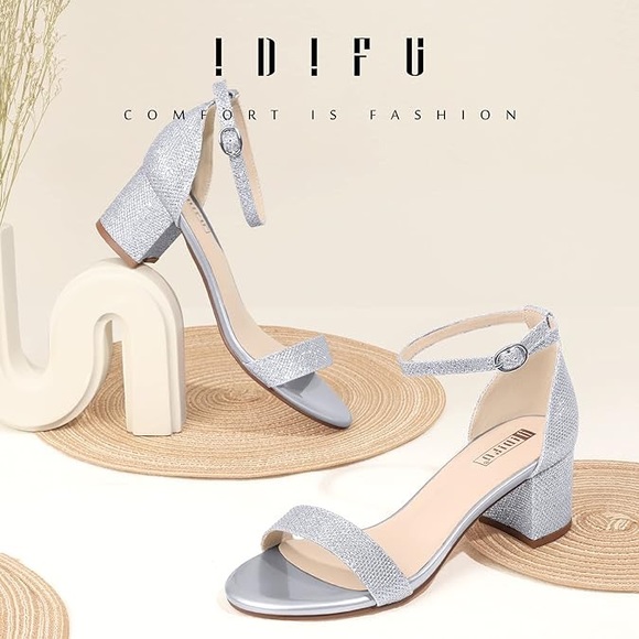 IDIFU women’s ankle strap block heel - Picture 2 of 6